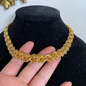 Vintage Yellow Gold Tone Flat Chain Link choker